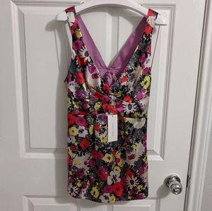 NWT Rebecca Taylor 100% Silk Floral Surplice Top 8